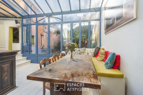 Houses with veranda and garden