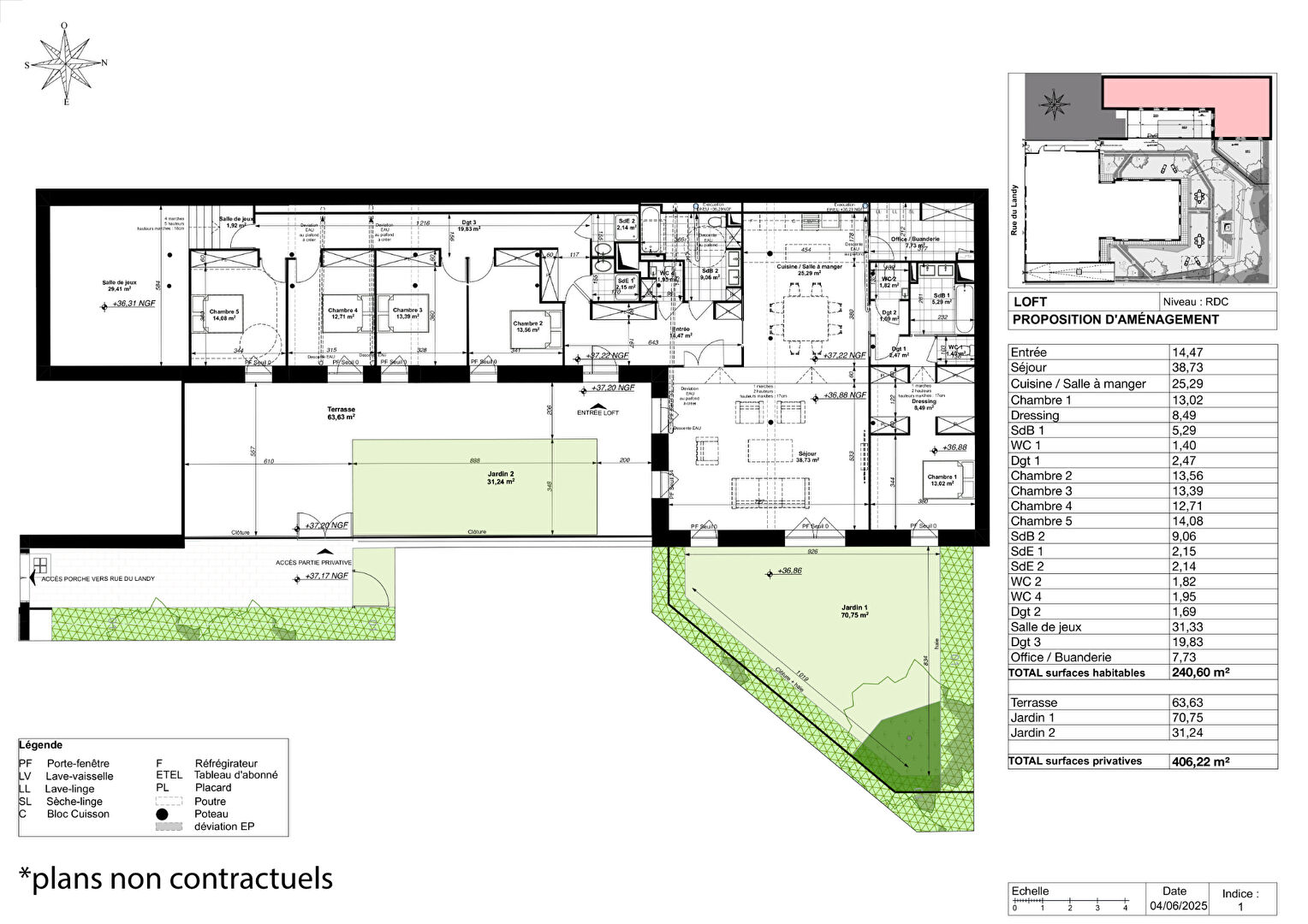 Loft brut à aménager avec terrasse et jardin