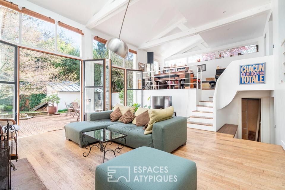 Maison avec extension et jardin d'inspiration japonaise