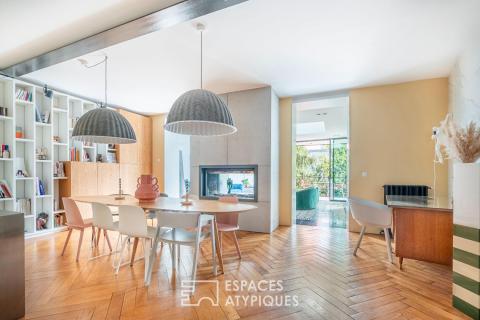 Meulière avec extension contemporaine et jardin