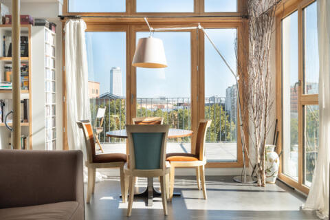 Duplex en dernier étage avec terrasse, vue Seine et Paris