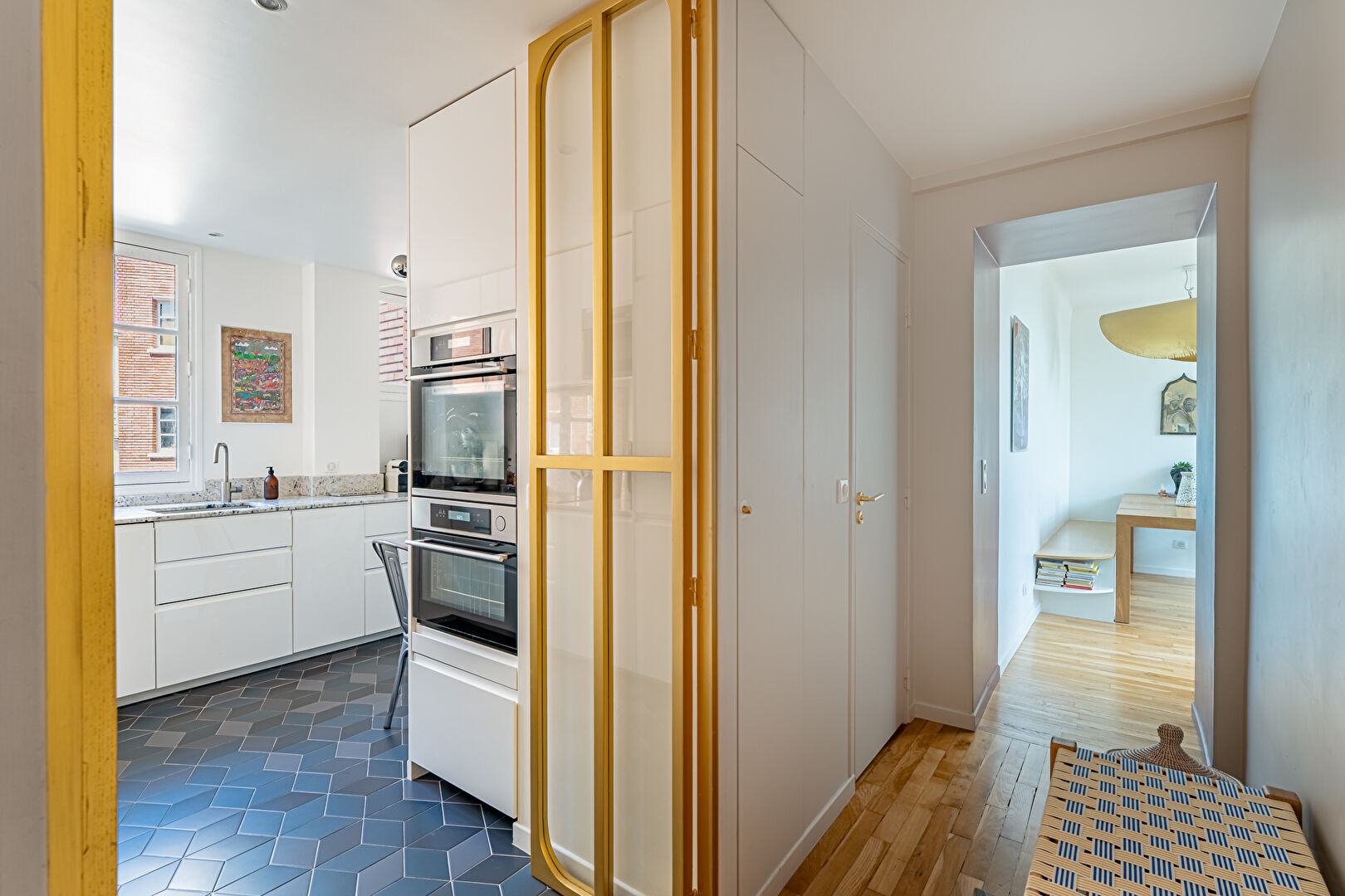 Family artist’s studio bathed in light and sheltered from view.