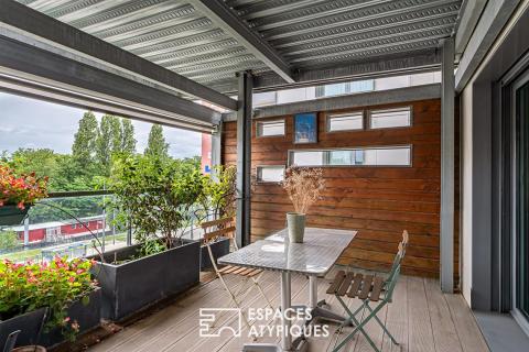Appartement avec multiples terrasses face à la Seine et l&rsquo;île Saint-Germain