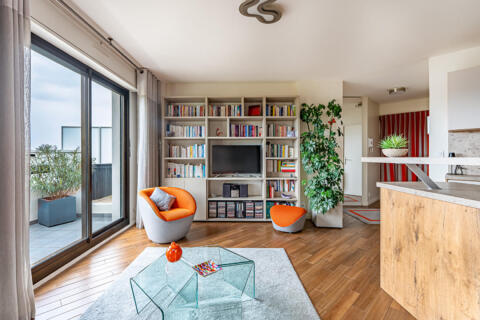 Appartement contemporain avec terrasse et vue sur la Tour Eiffel