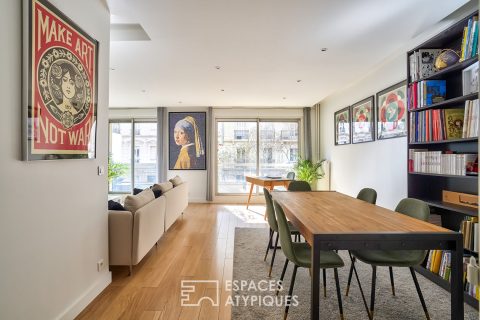 Gare d’Asnières – Appartement traversant avec balcon, box et atelier