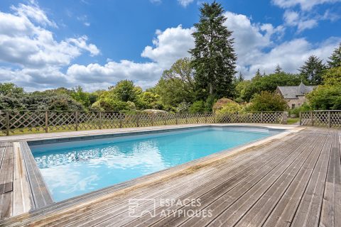 Maison familiale ou projet d’accueil dans un domaine boisé avec piscine chauffée