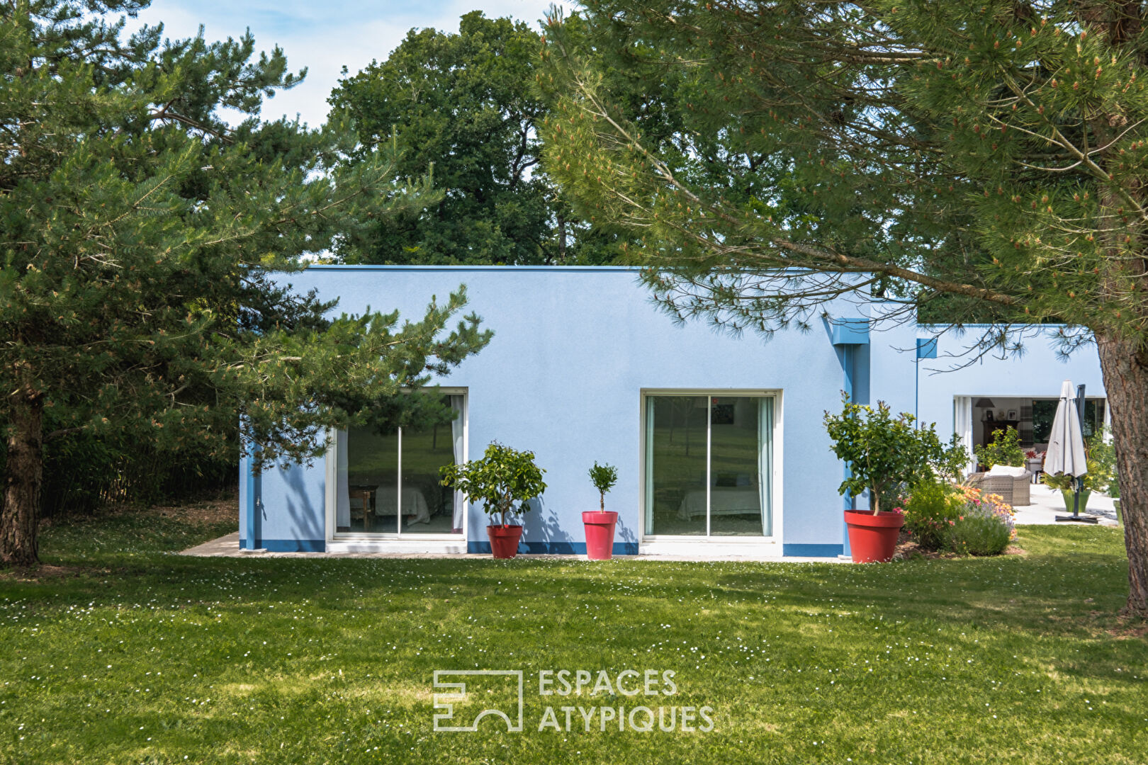 Contemporaine dans un environnement boisé