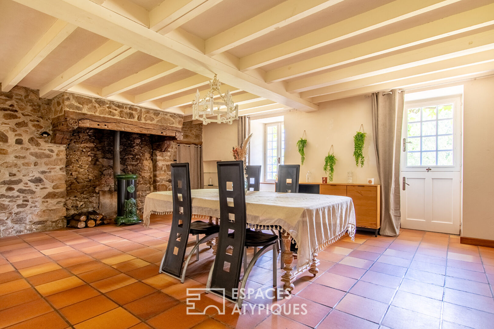 Farmhouse with rustic charm and natural setting with outbuildings