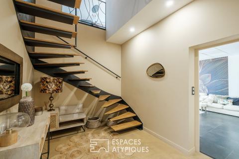 Maison esprit loft, avec espace bien-être, patio et piscine à Buxerolles
