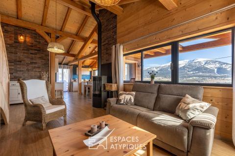Chalet en bois massif avec vue imprenable