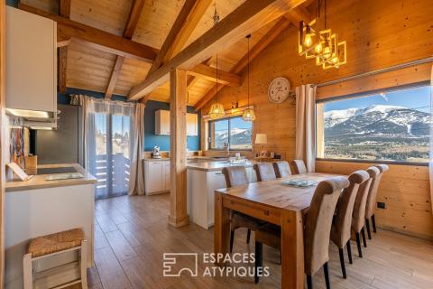 Chalet en bois massif avec vue imprenable