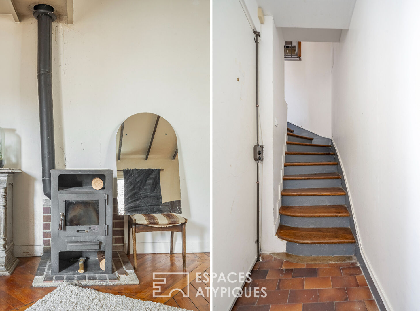 Triplex on the top floor overlooking the courtyard with balcony