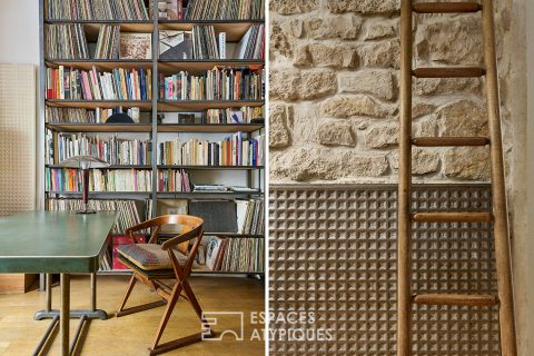 Shop with a showcase on the street at the edge of the Marais