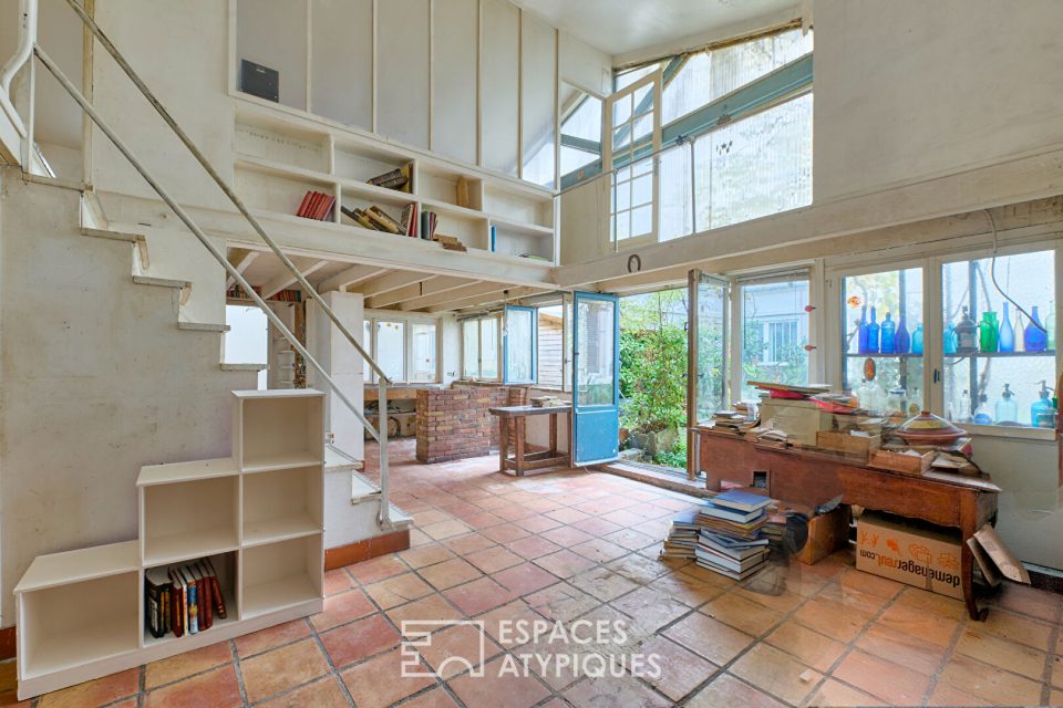 Ancien atelier avec jardin d'hiver au Square Gardette