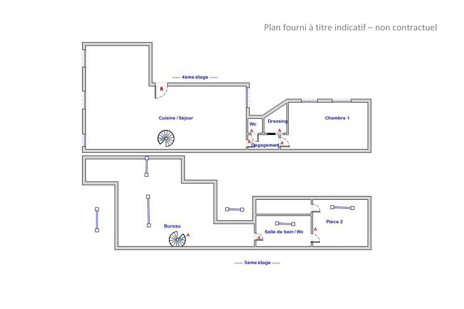 Quiet and bright duplex on the top floor