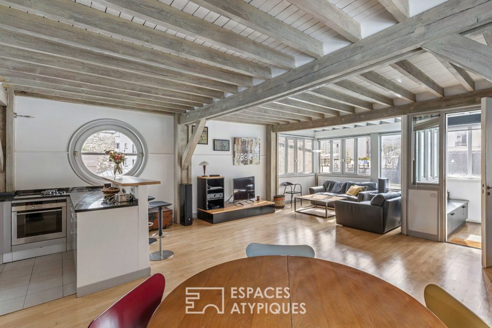 Appartement dans un ancien lavoir avec terrasse partagée