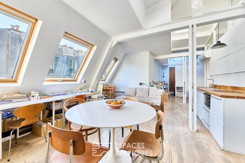 Ancien atelier de caractère en dernier étage au square Trousseau