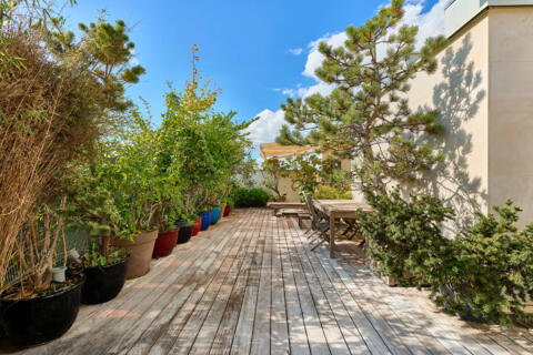 Duplex d&rsquo;architecte avec terrasse suspendue et vue sur le Sacré-Coeur