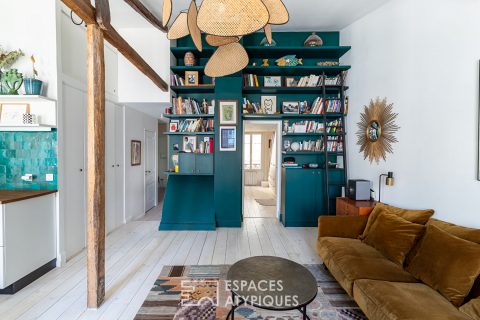 Bright top floor at the foot of the Buttes-Chaumont