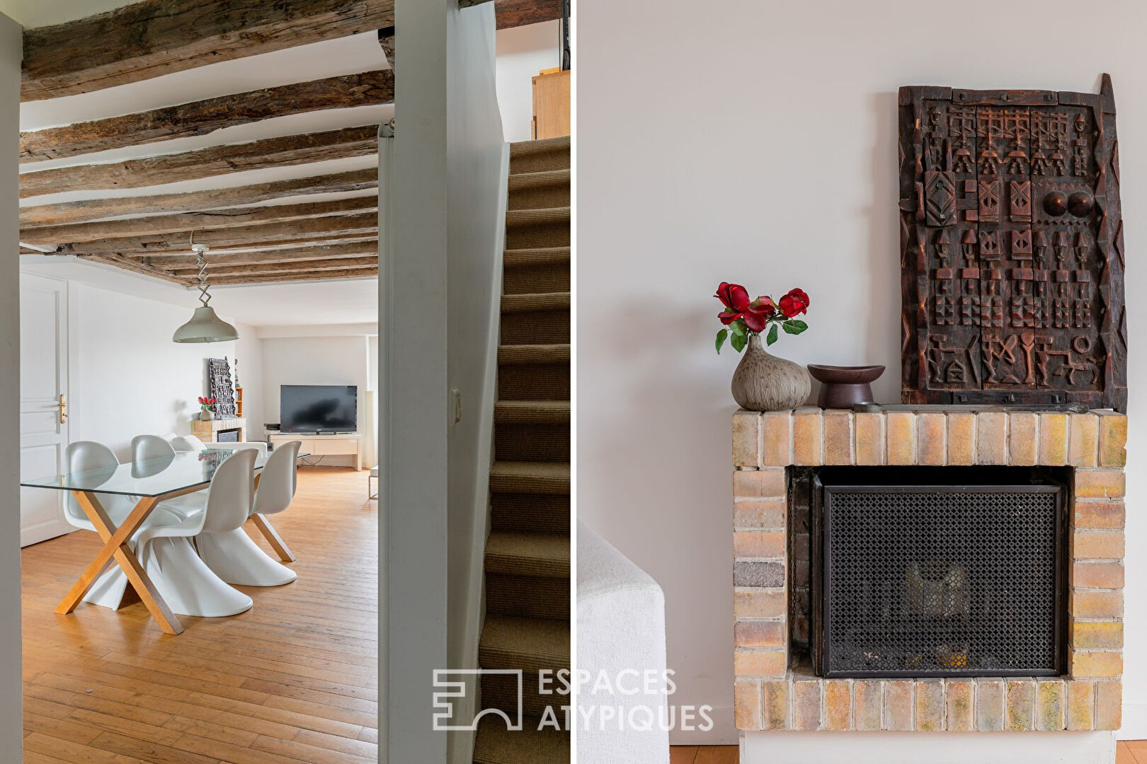 Duplex en dernier étage sous les toits au cœur du Haut Marais