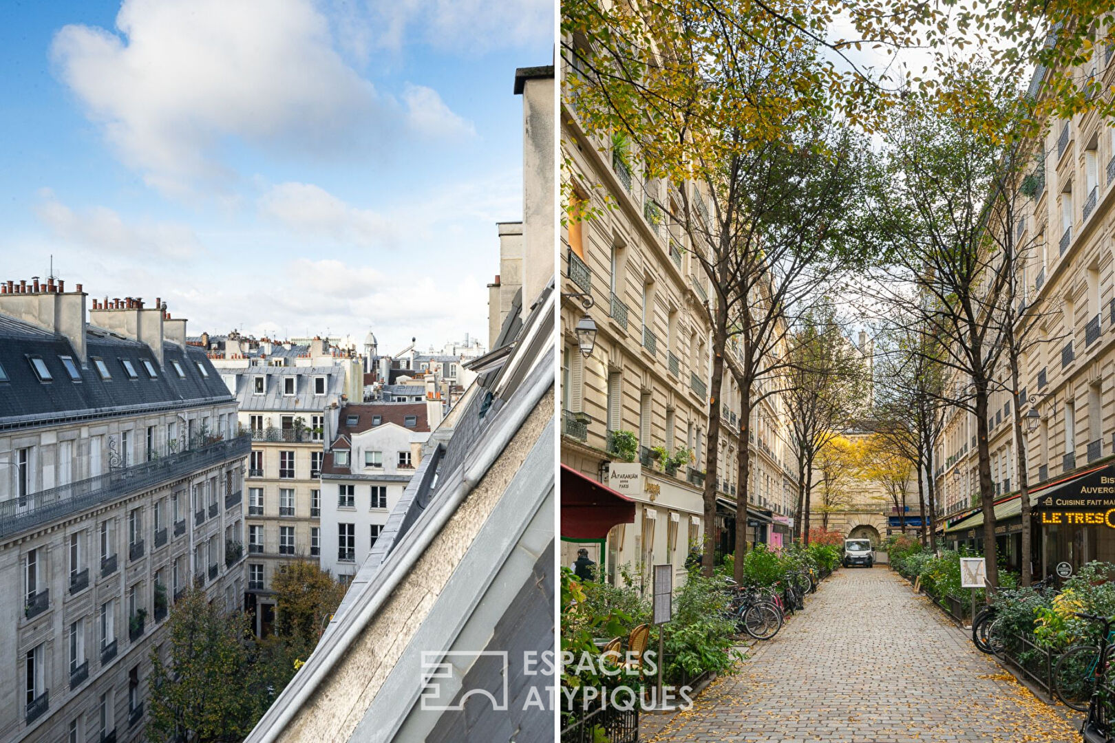 Studio rénové au dernier étage d’un immeuble avec ascenseur au coeur du Marais
