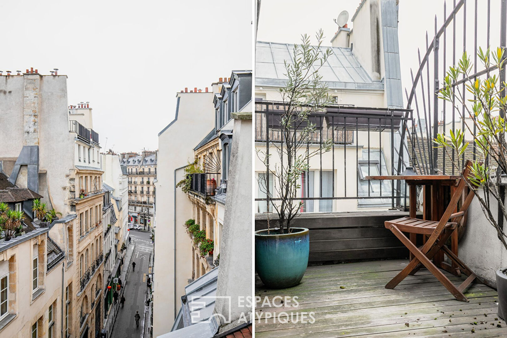 Duplex en dernier étage avec terrasse repensé par architecte