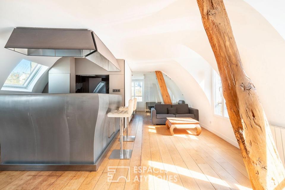 Appartement sous les toits de Paris avec vue sur la colonne de la Bastille