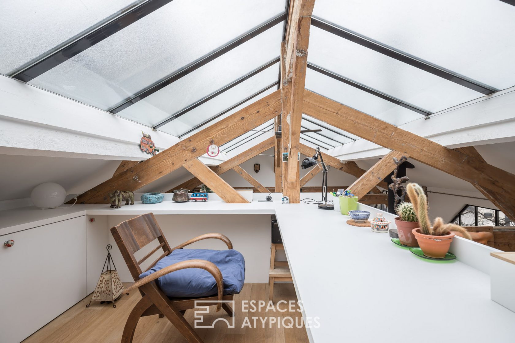 Glass roof loft with garden