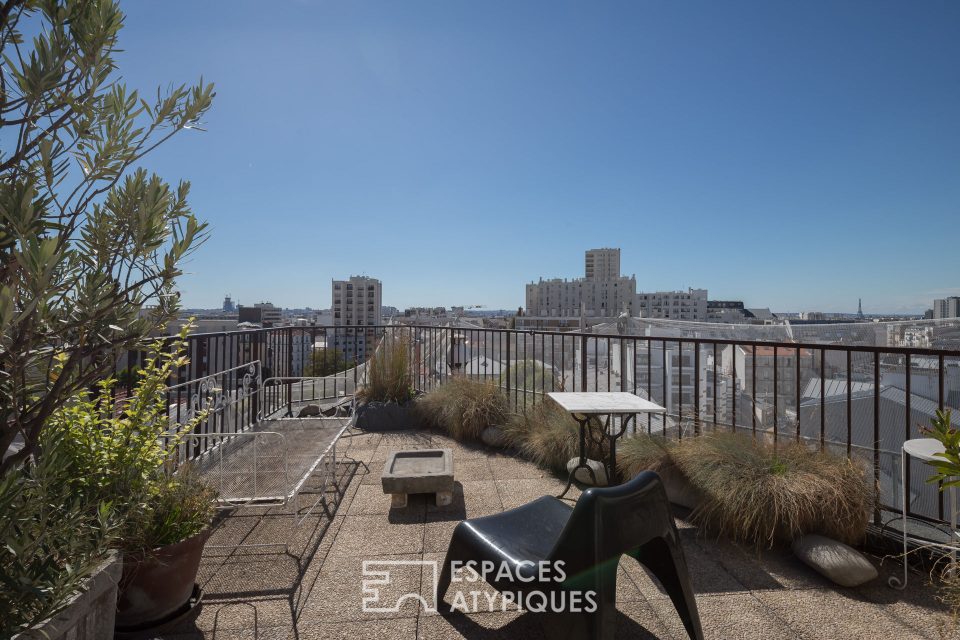 75020 PARIS - Duplex en derniers étages avec terrasses et vue sur tout Paris - Réf. 2391EP