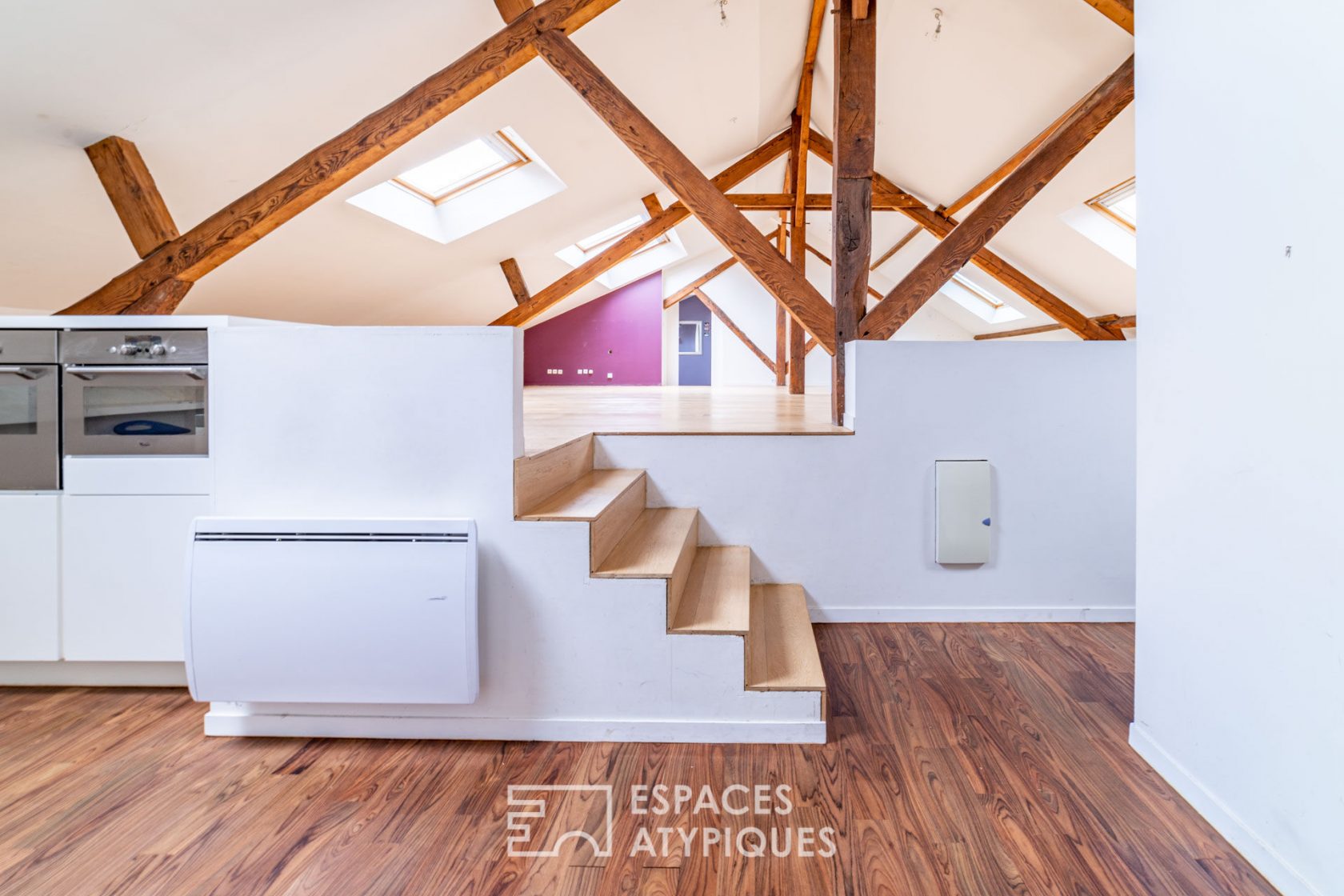 Loft on the top floor in an old garage