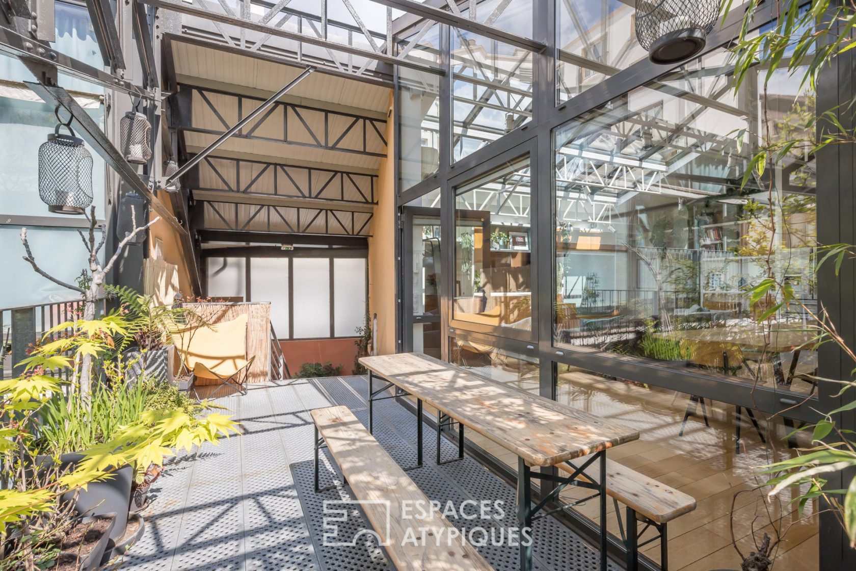 Loft under glass in an old garage