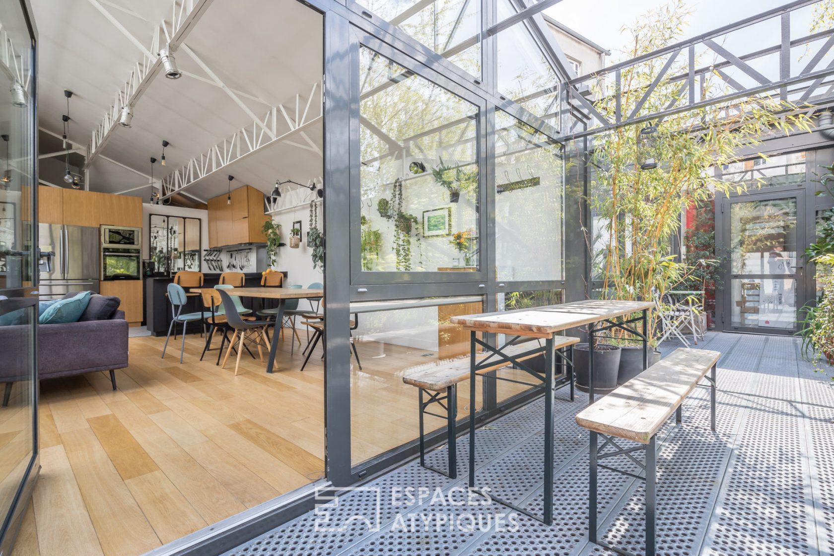 Loft under glass in an old garage