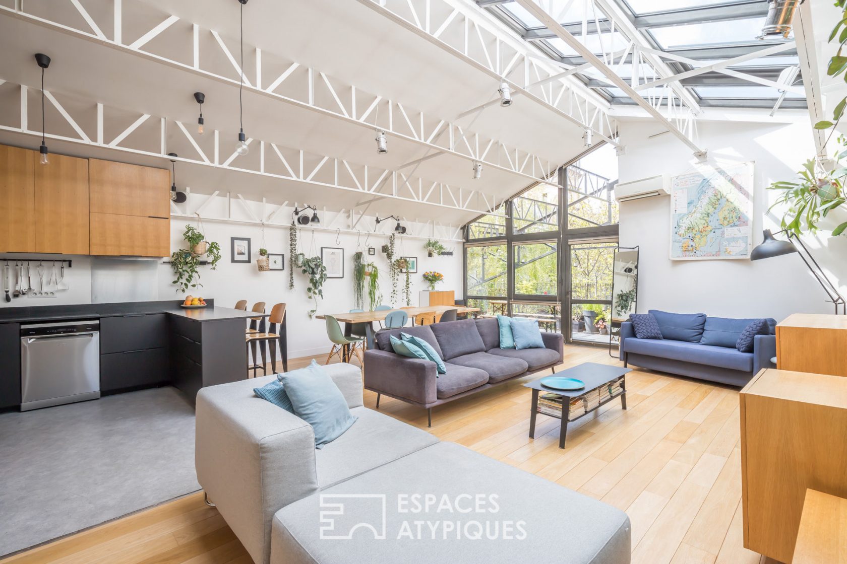 Loft under glass in an old garage