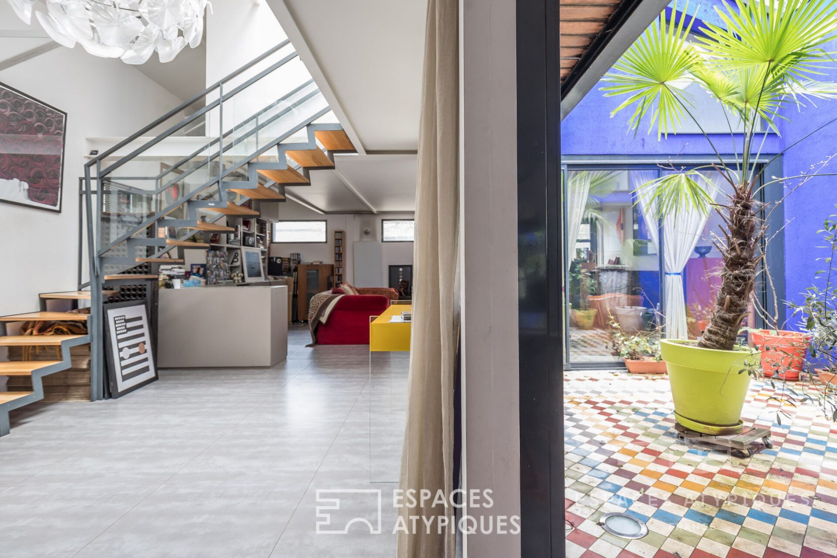 Industrial house loft with patio