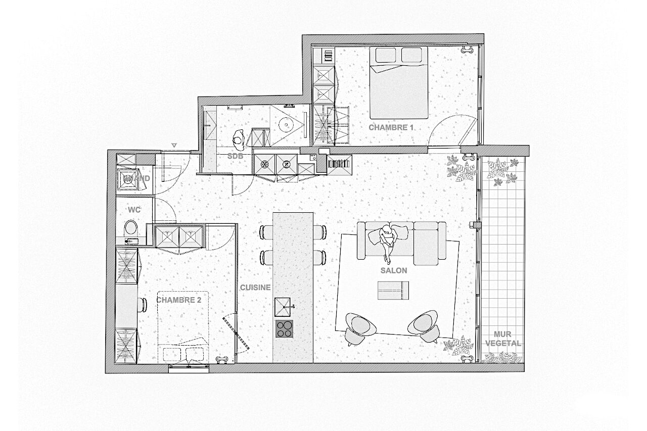 Architect apartment with balcony / terrace