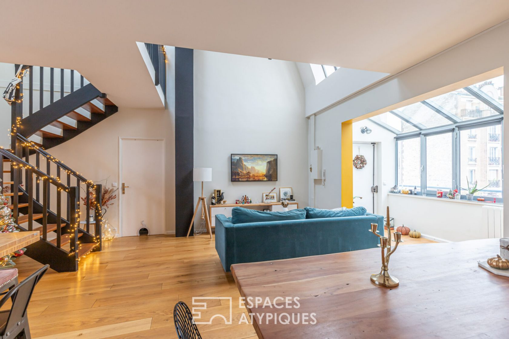 Contemporary duplex in an old library