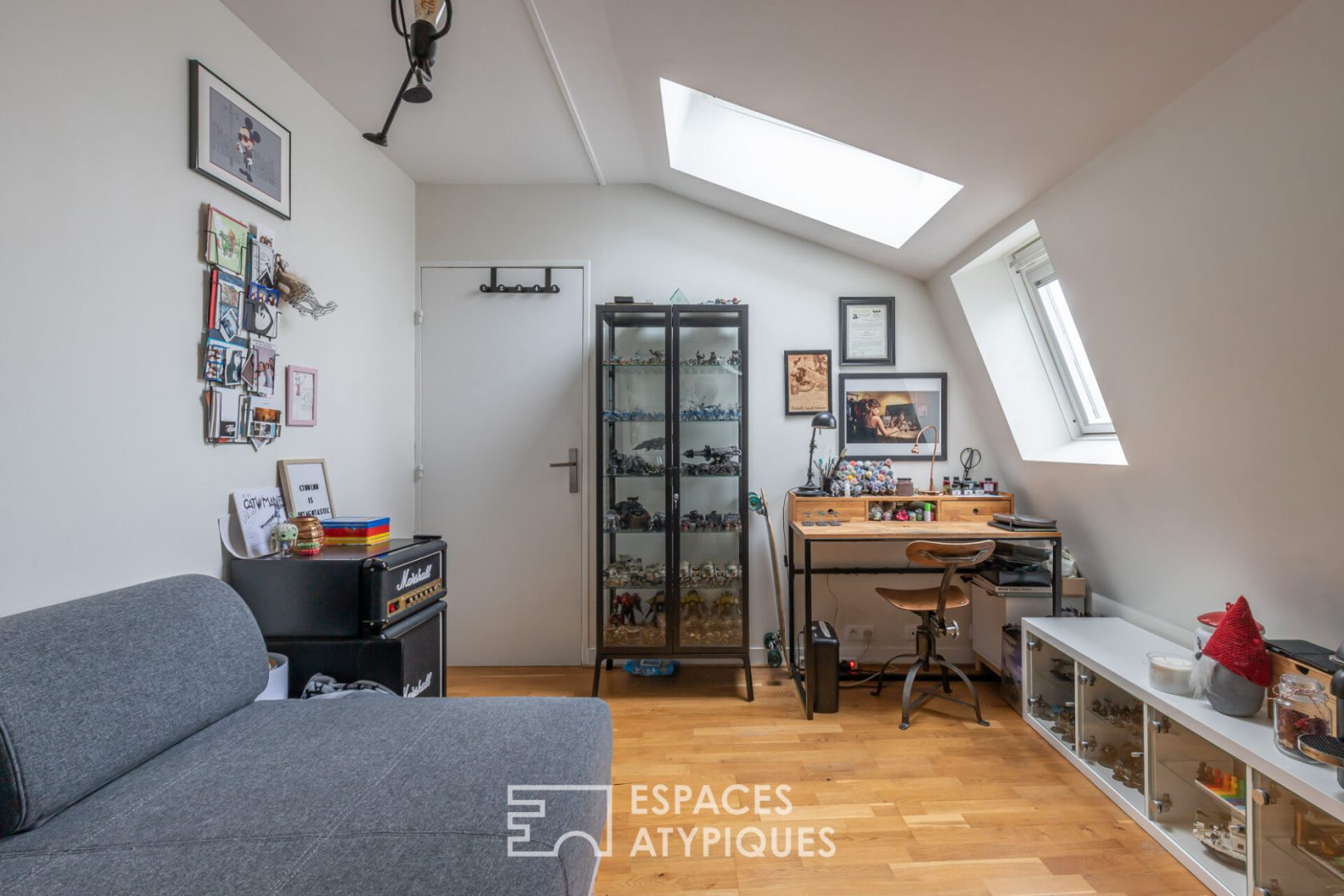 Contemporary duplex in an old library