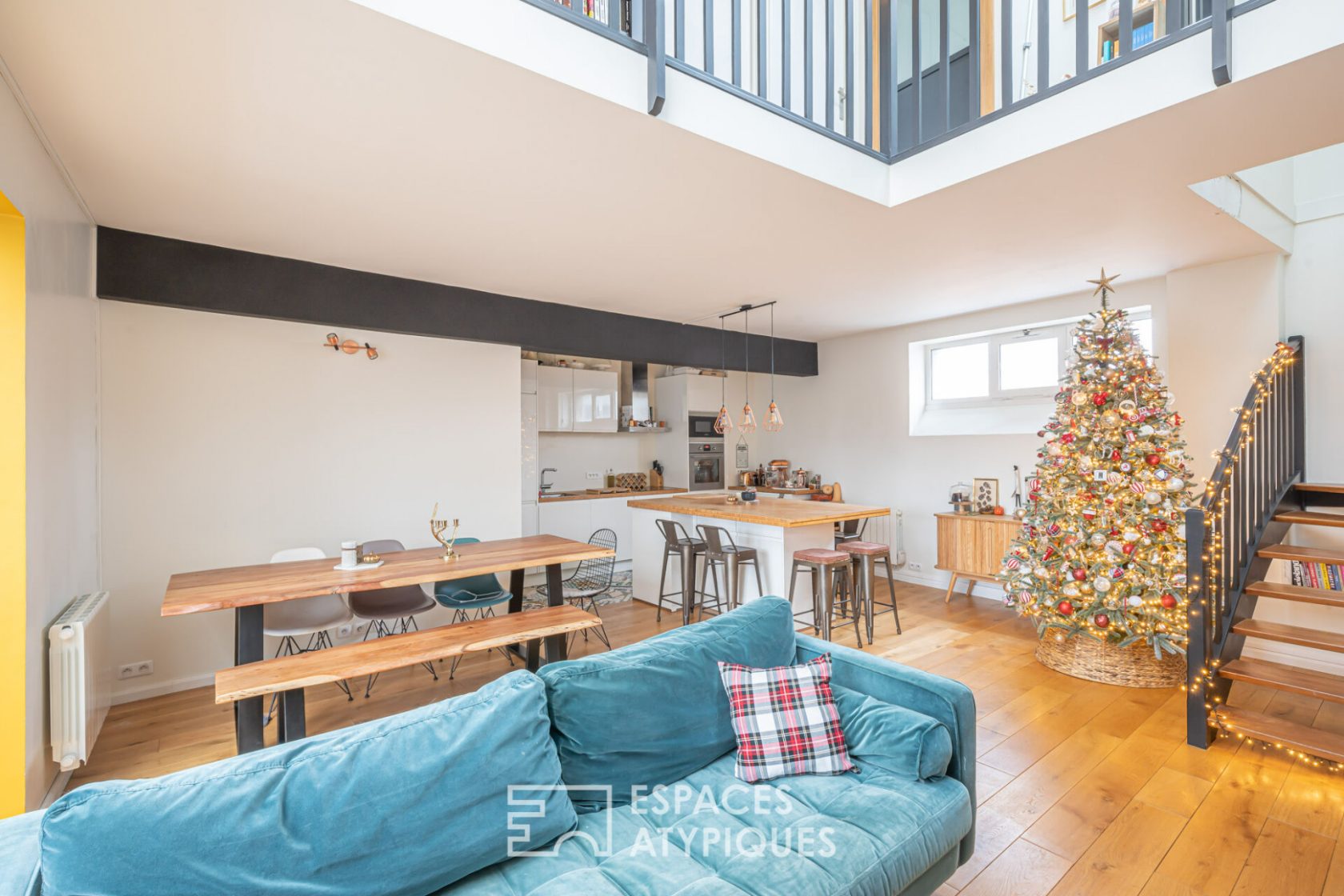 Contemporary duplex in an old library