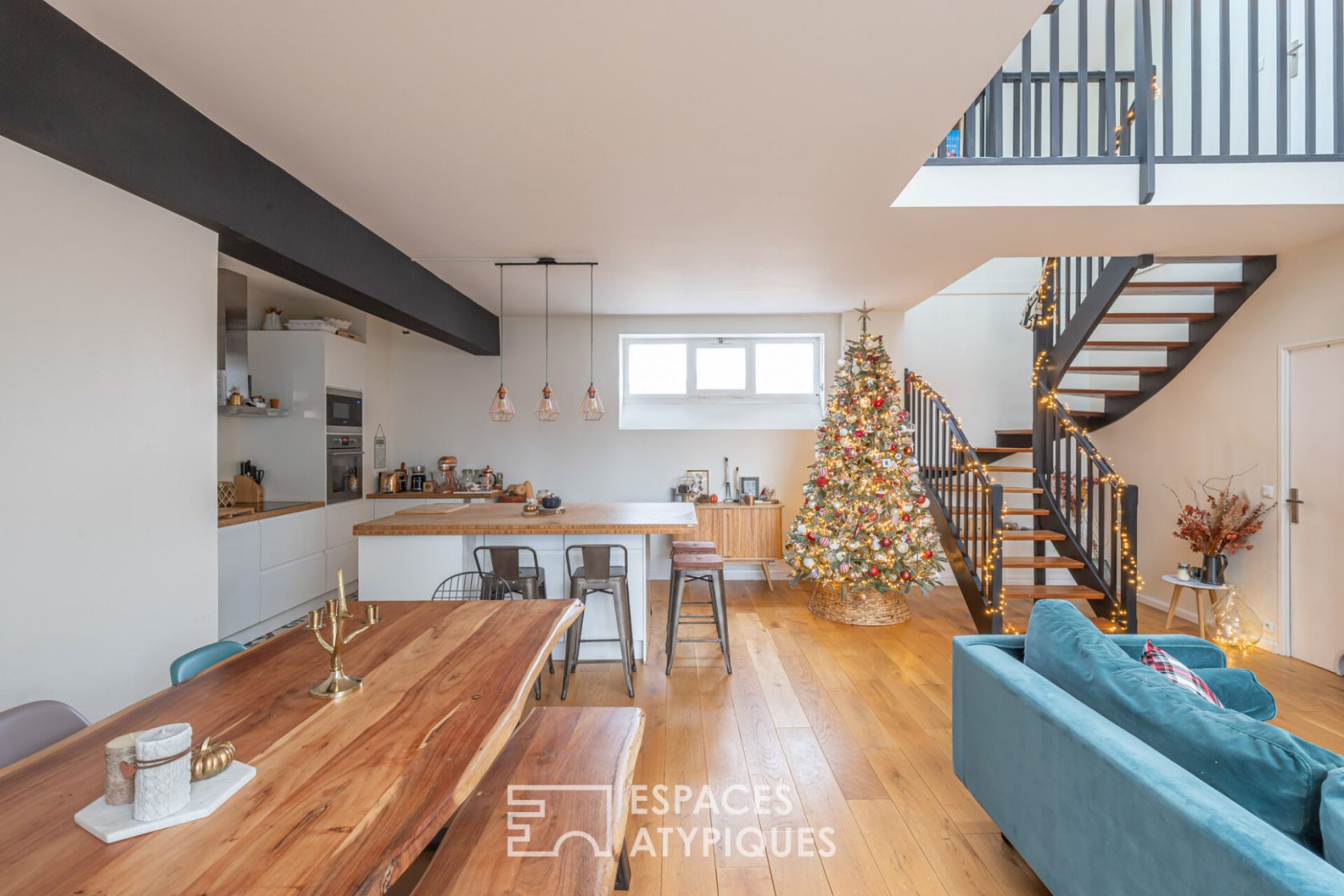 Contemporary duplex in an old library