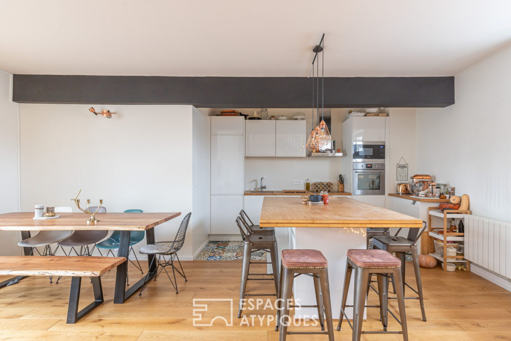 Contemporary duplex in an old library