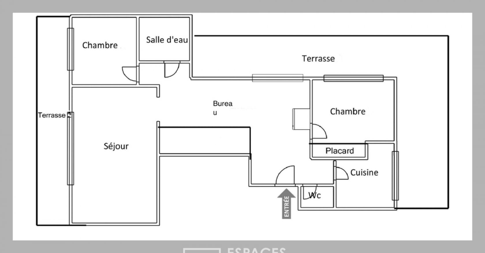 Top floor with tree-lined terraces