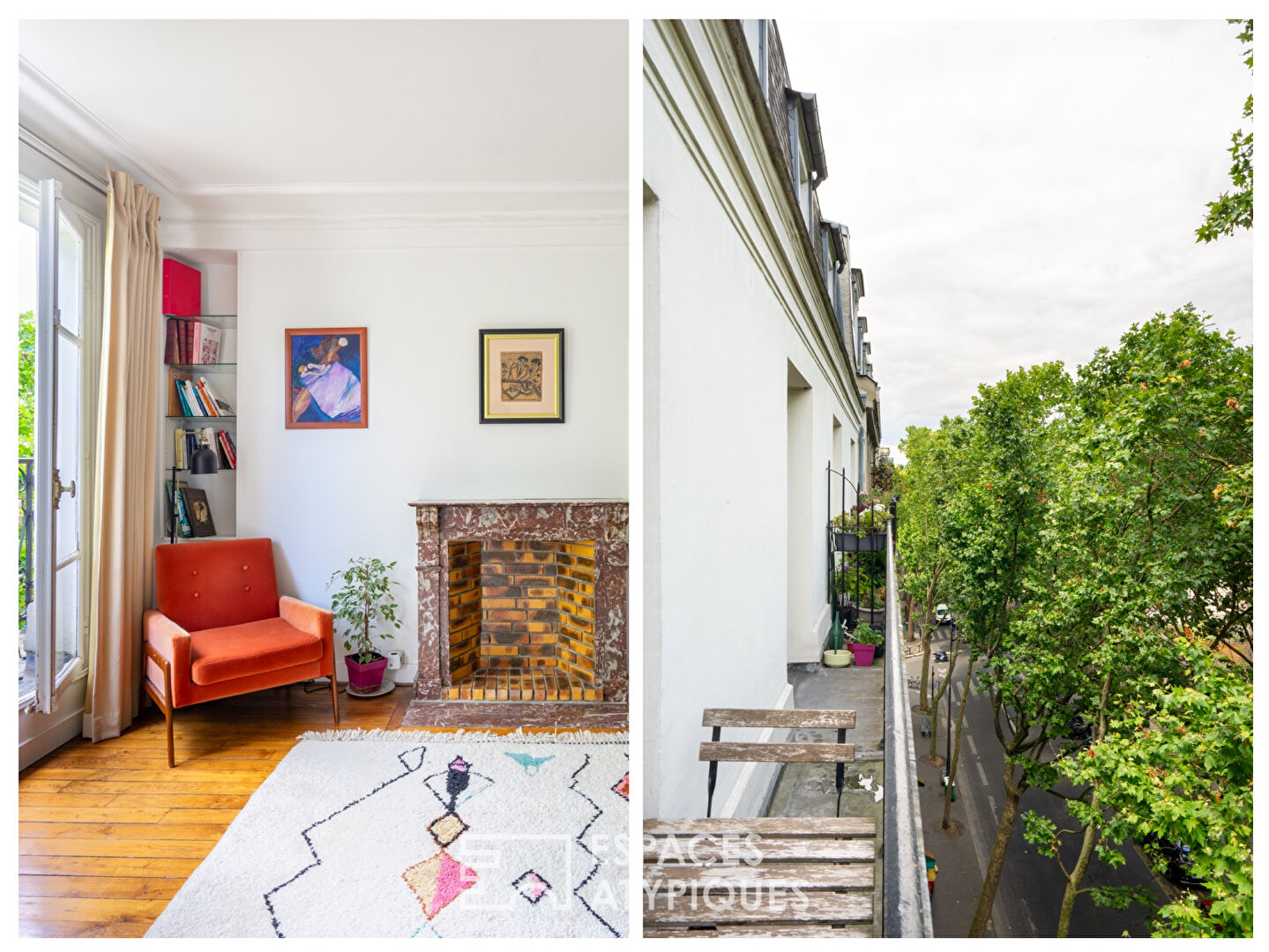 Etage élevé avec balcon aux Buttes Chaumont